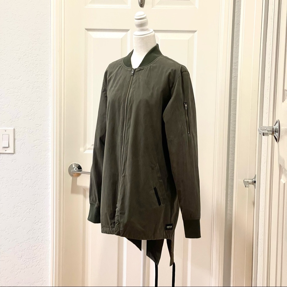 Zanerobe Mens Bomber Jacket with Back Tie in Army Green Size M - Picture 5 of 16